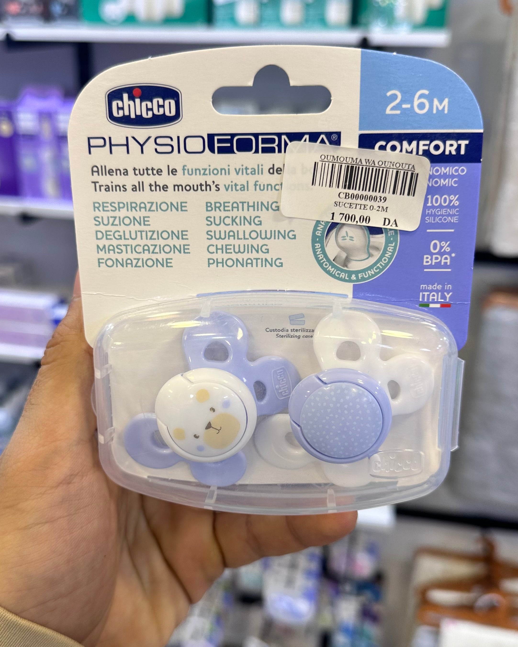 Chicco Pack de 2 Sucette PhysioForma 0-6 – Pour GARCON