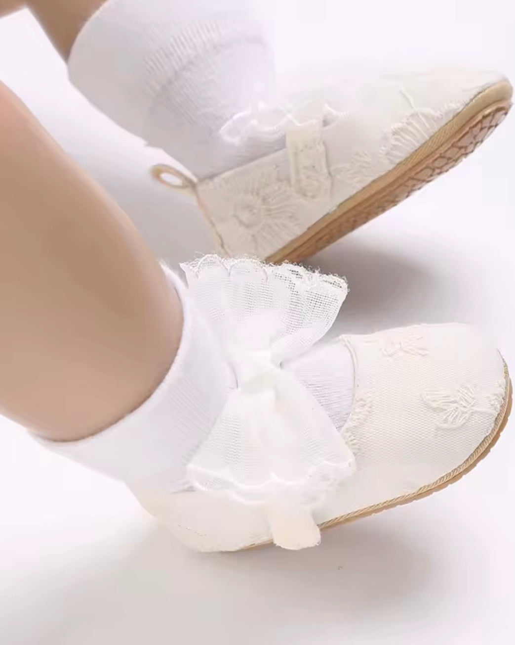 🕊️ Chaussures Souples "Éclat de Dentelle" – Élégance & Douceur Avec Semelle