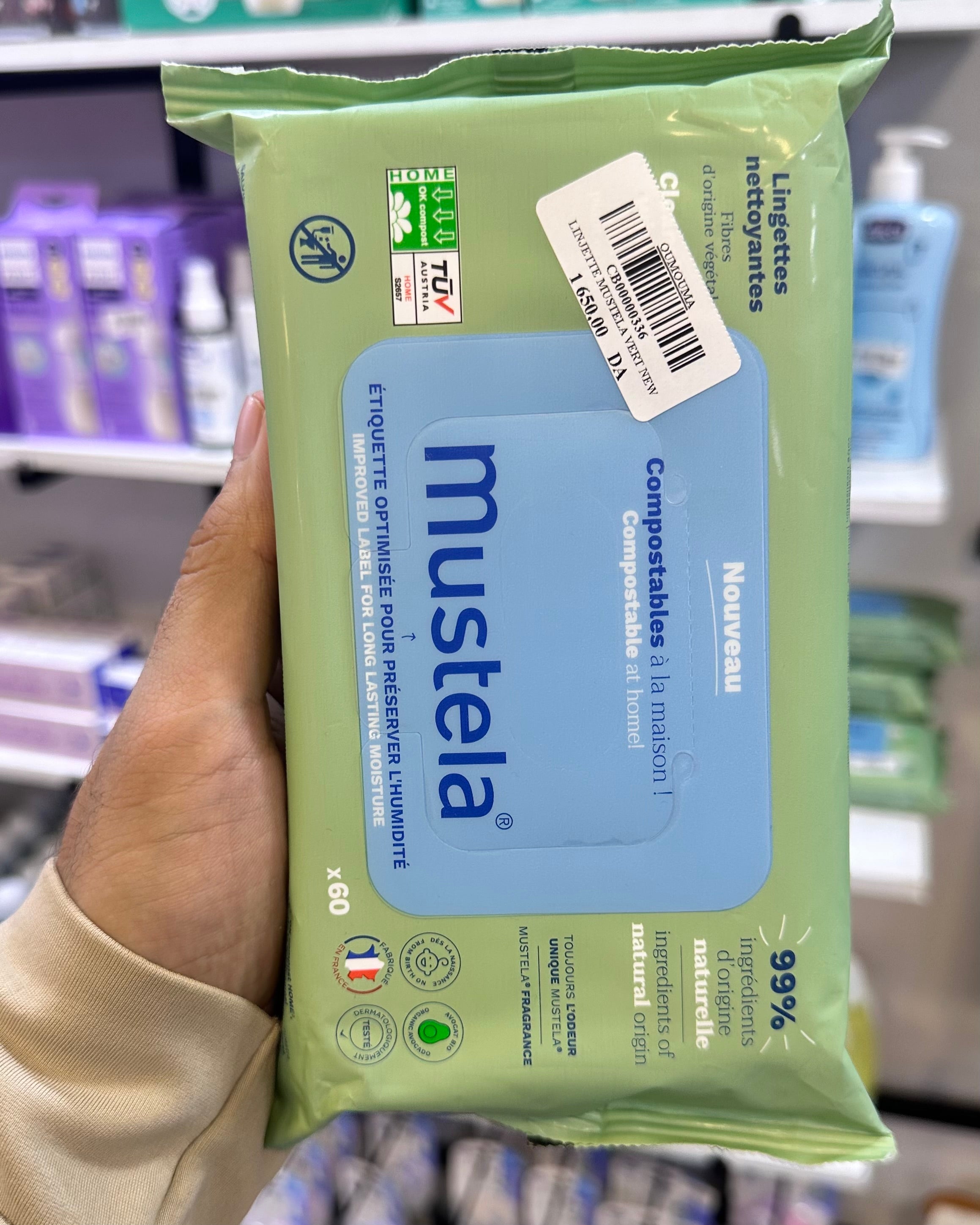 Mustela Lingettes Nettoyantes Compostables Avec Parfum 60 Pièces de Mustela