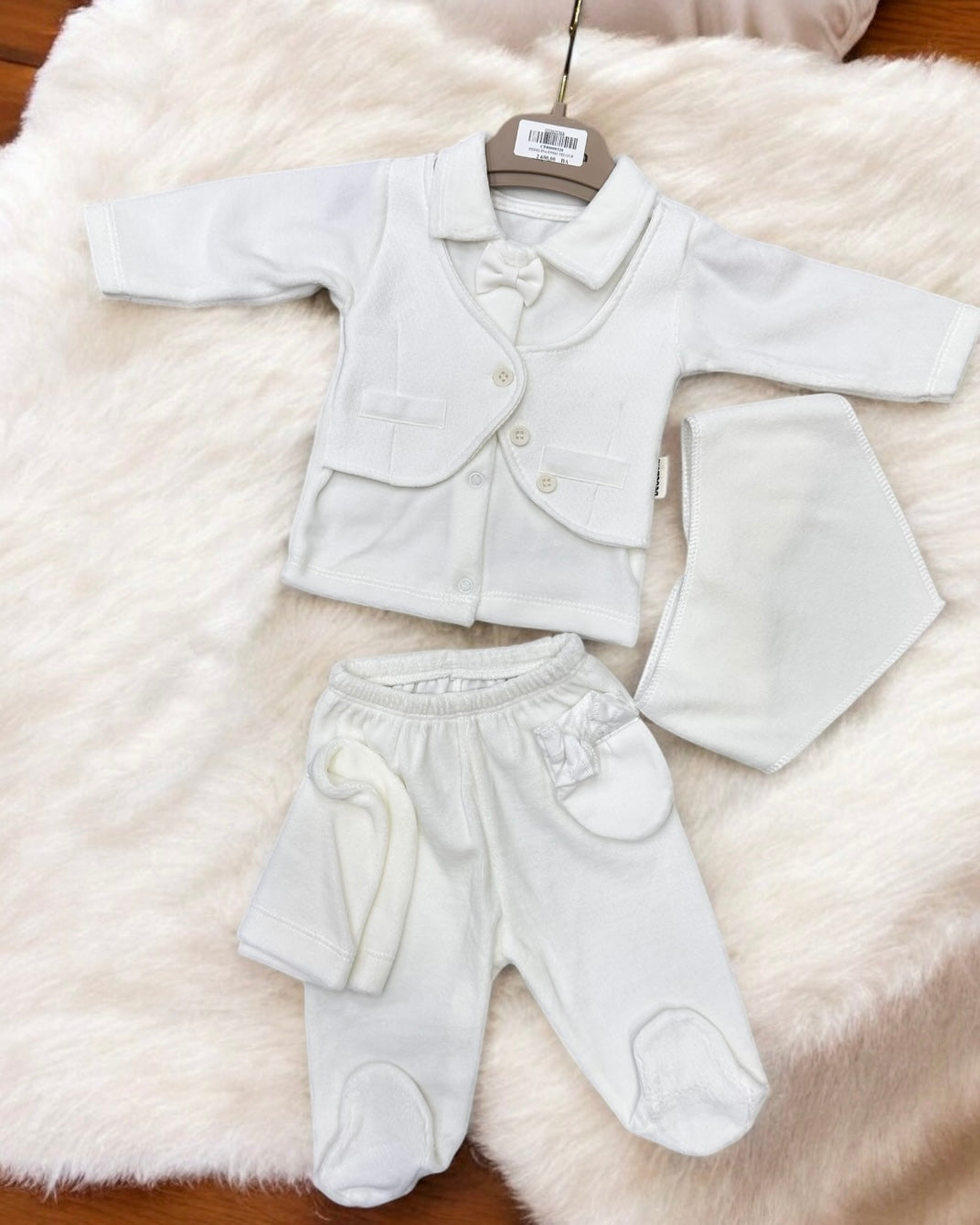 Ensemble Naissance 5 Pièces en Velours - Douceur 0-3 Mois