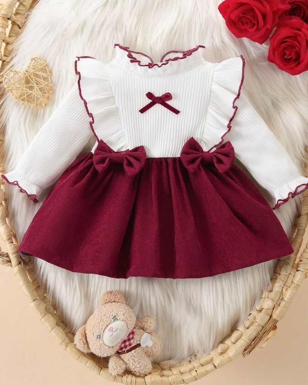 🌹 Ensemble 2 Pièces "Velours & Volants Romantiques" – Charme et Distinction