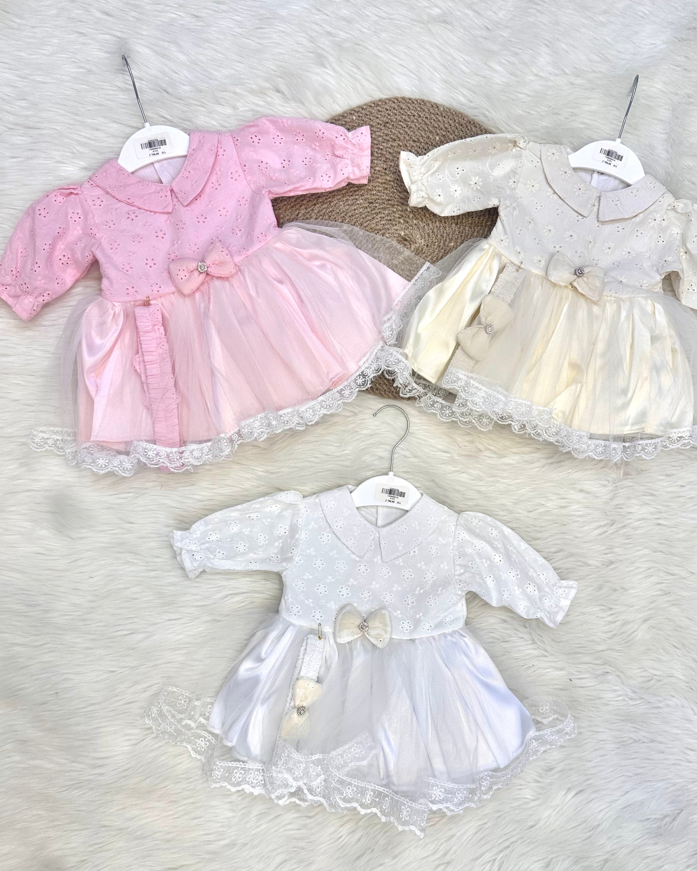 2. 🎀 Tenue de Cérémonie Bébé "Robes en Dentelle et Tulle" 0-3 Mois